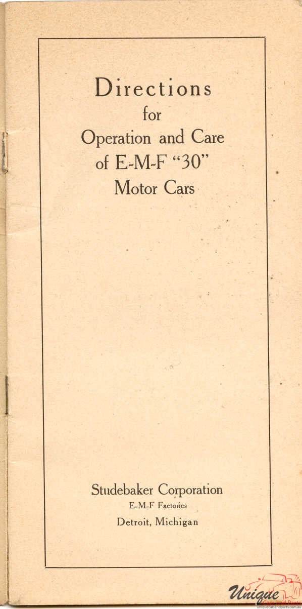 1911 Studebaker E-M-F 30 Operation Manual Page 14